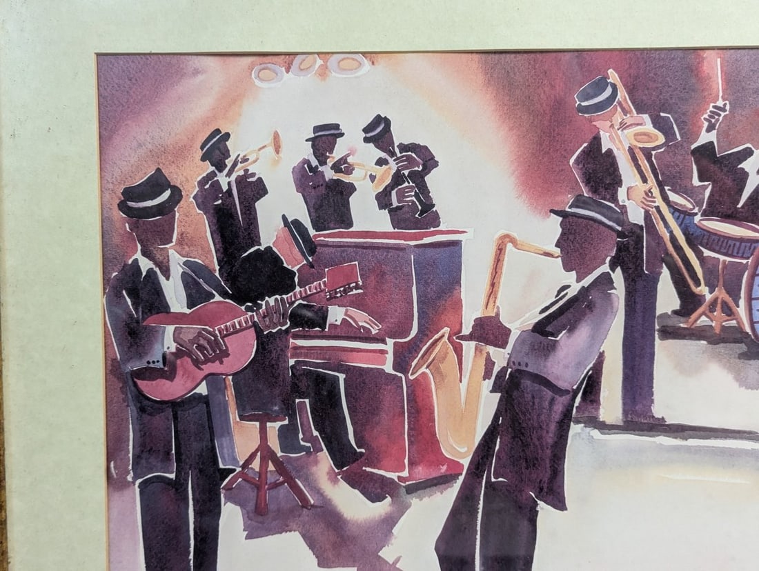 Framed Jazz Band Art by Deborah Ledoux Colorful Musical Scene - 3