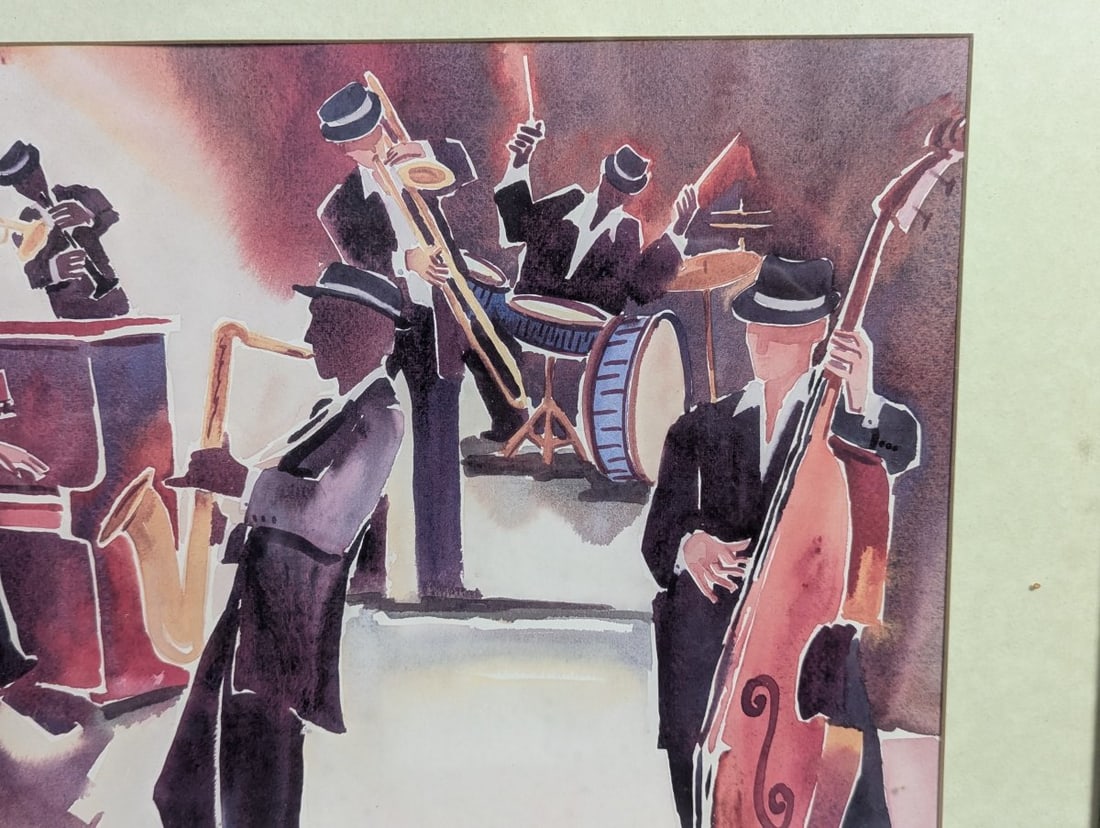 Framed Jazz Band Art by Deborah Ledoux Colorful Musical Scene - 5