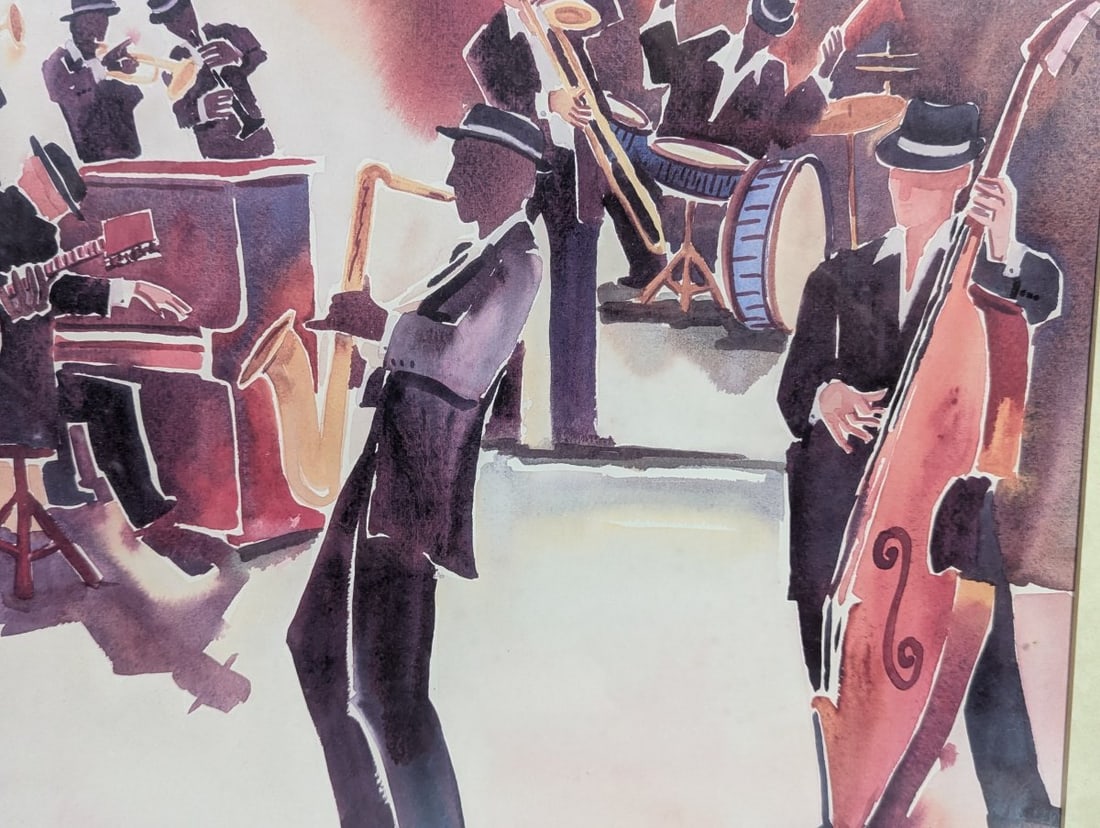 Framed Jazz Band Art by Deborah Ledoux Colorful Musical Scene - 7