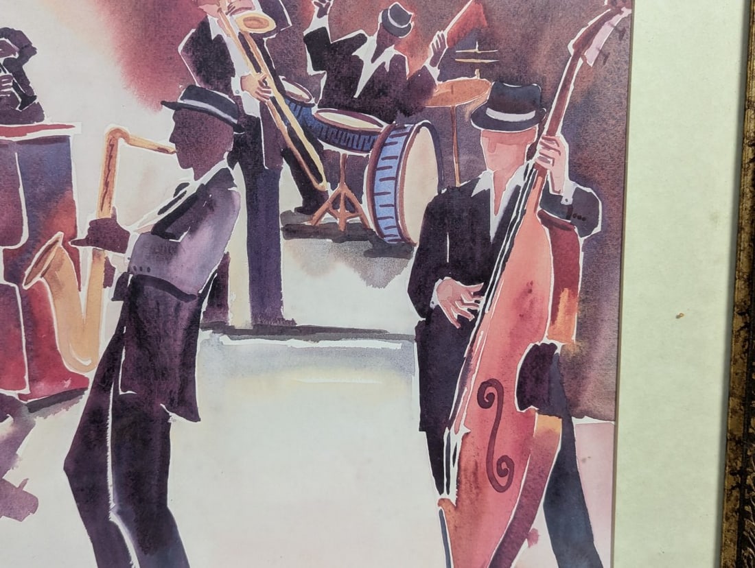 Framed Jazz Band Art by Deborah Ledoux Colorful Musical Scene - 8