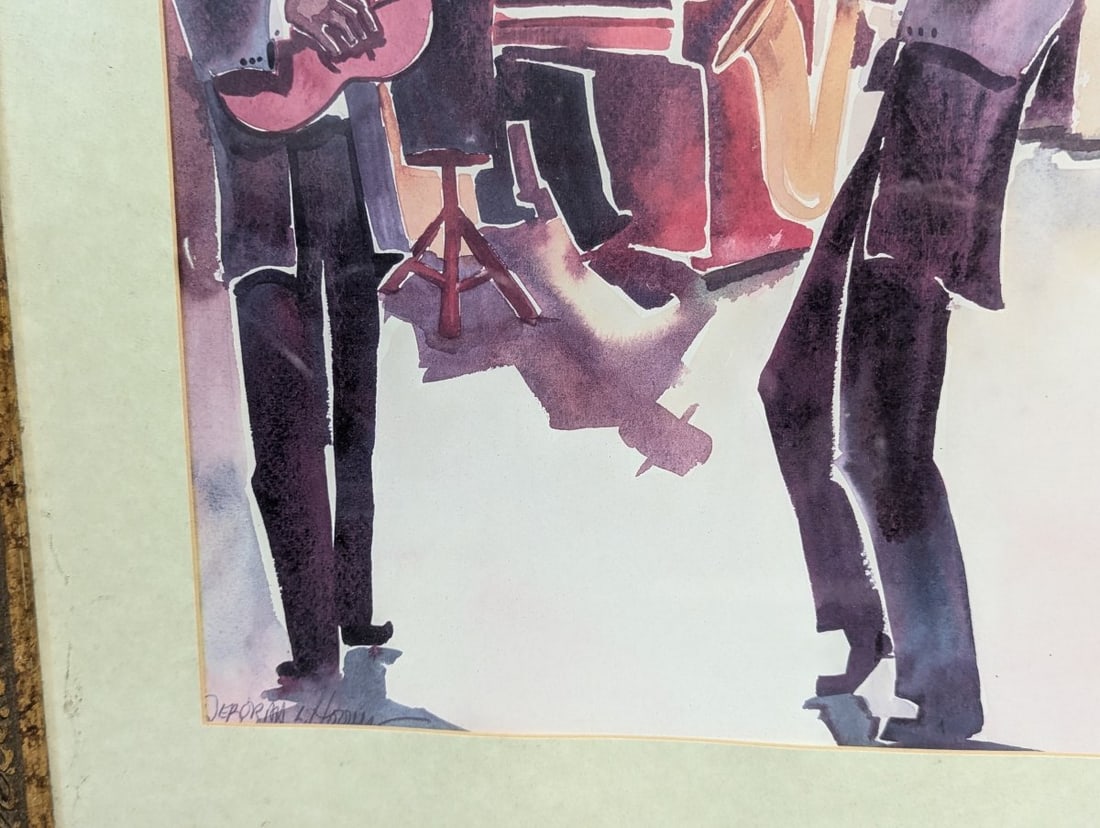 Framed Jazz Band Art by Deborah Ledoux Colorful Musical Scene - 9