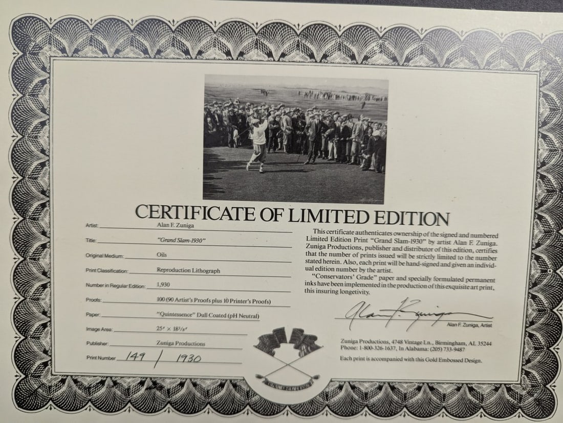 Alan F Zuniga Grand Slam 1930 Limited Edition Print Signed Art - 14
