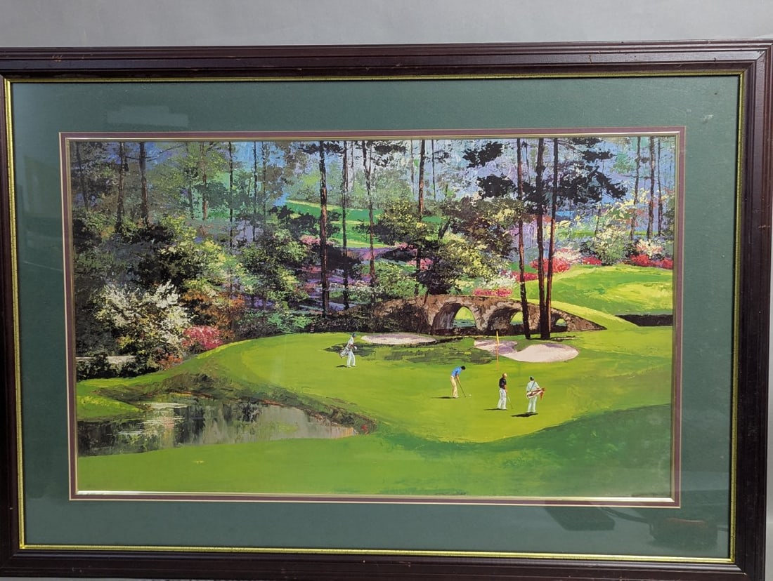 Mark King Golf Course Framed Lithograph Art Collectible: **Important** Please read below description on how to avoid high shipping costs. This is a stunning Mark King lithograph titled 'The 12th at Augusta', beautifully framed under glass. The overall frame