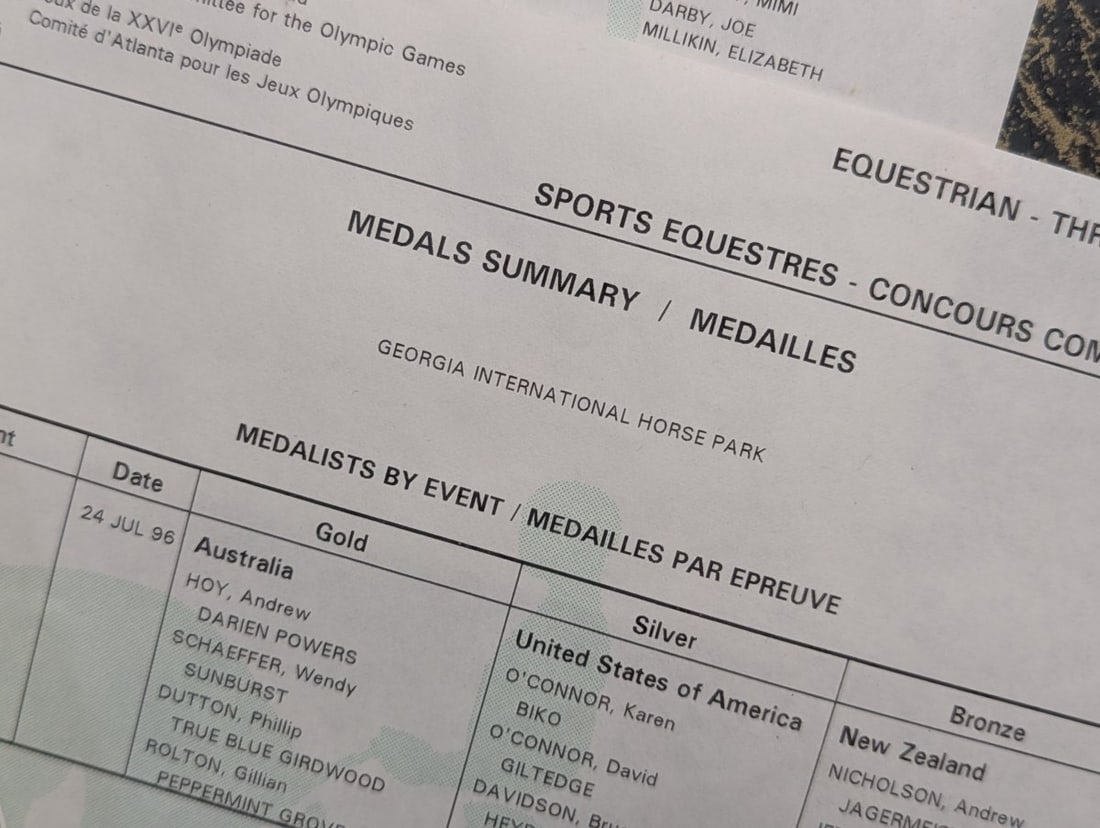 1996 Atlanta Olympics Equestrian Memorabilia Collection Framed - 12