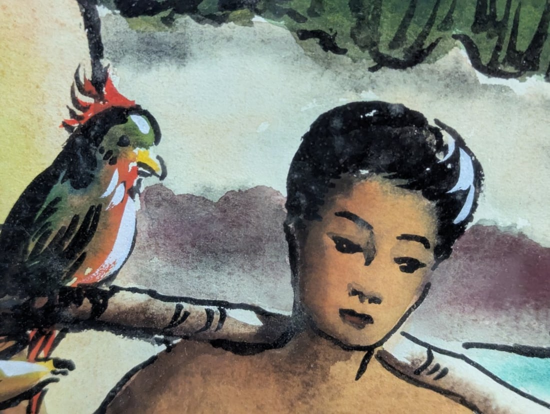 Hawaiian Scene Watercolor by Renauld Framed Art - 13