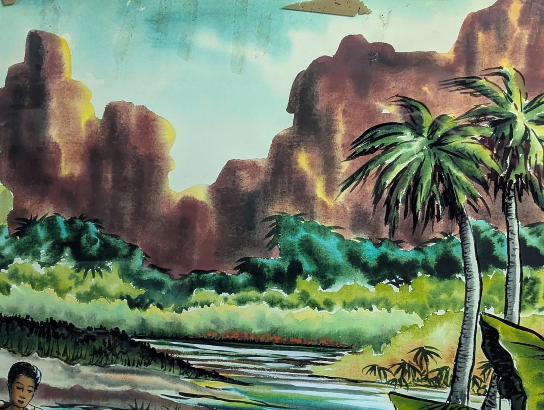 Hawaiian Scene Watercolor by Renauld Framed Art - 4