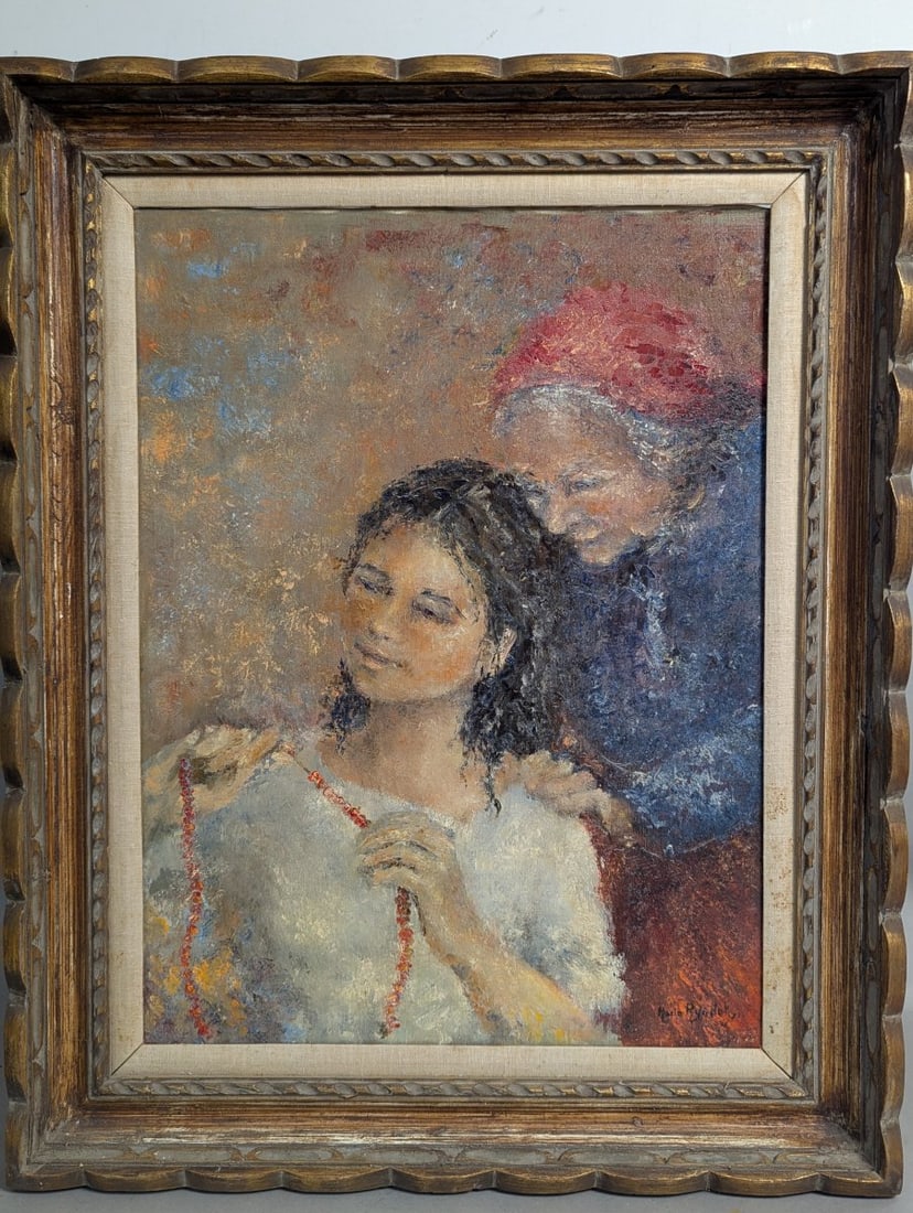 Charming Oil Painting by Mario RÃ¶nko Stunning Artwork: **Important** Please read below description on how to avoid high shipping costs. This beautiful oil on canvas painting by Mario RÃ¶nko is framed within dimensions of 25 x 31 inches, with