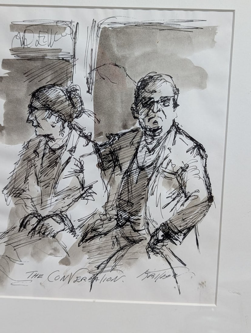 Set of Three Framed Ink and Wash Drawings Artworks - 2