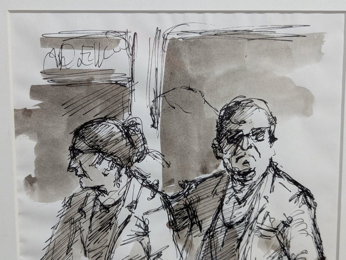 Set of Three Framed Ink and Wash Drawings Artworks - 3