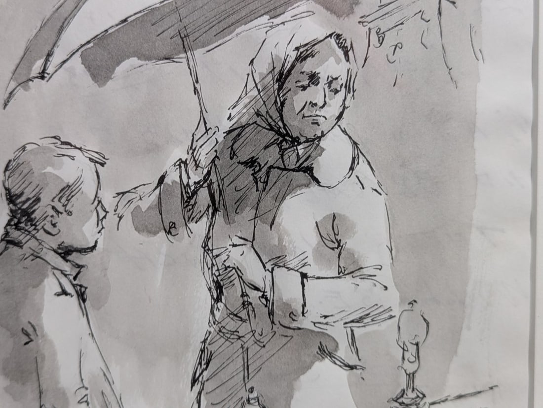 Set of Three Framed Ink and Wash Drawings Artworks - 8