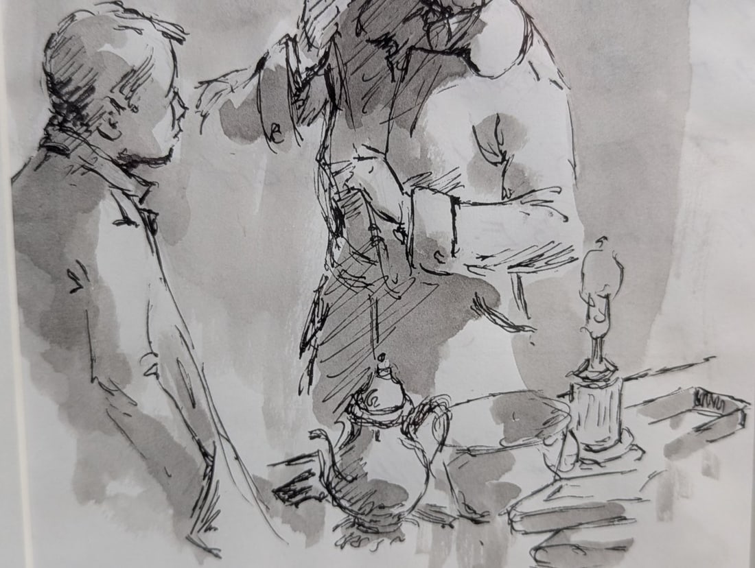 Set of Three Framed Ink and Wash Drawings Artworks - 9