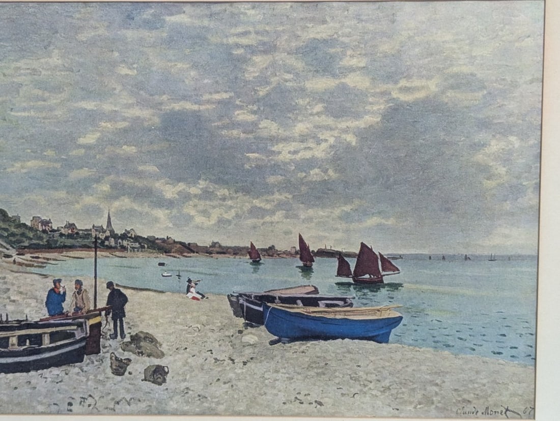 Vintage Framed Print of Claude Monet's The Beach at Sainte-Adresse - 2