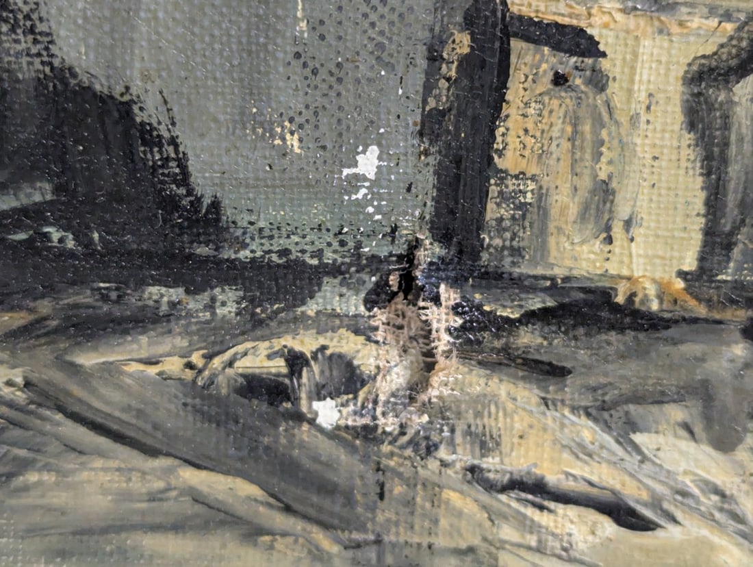 Signed Venetian Canal Scene Oil Painting by Valdi - 12