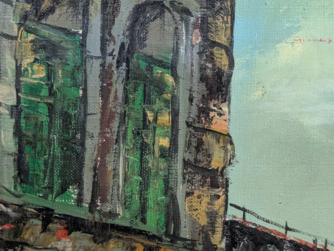 Signed Venetian Canal Scene Oil Painting by Valdi - 13