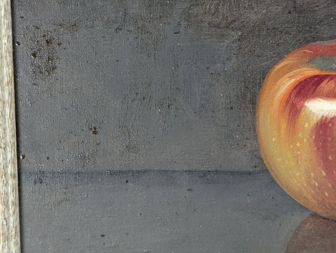 Charming Still Life Oil Painting Featuring Apple and Lemon - 6
