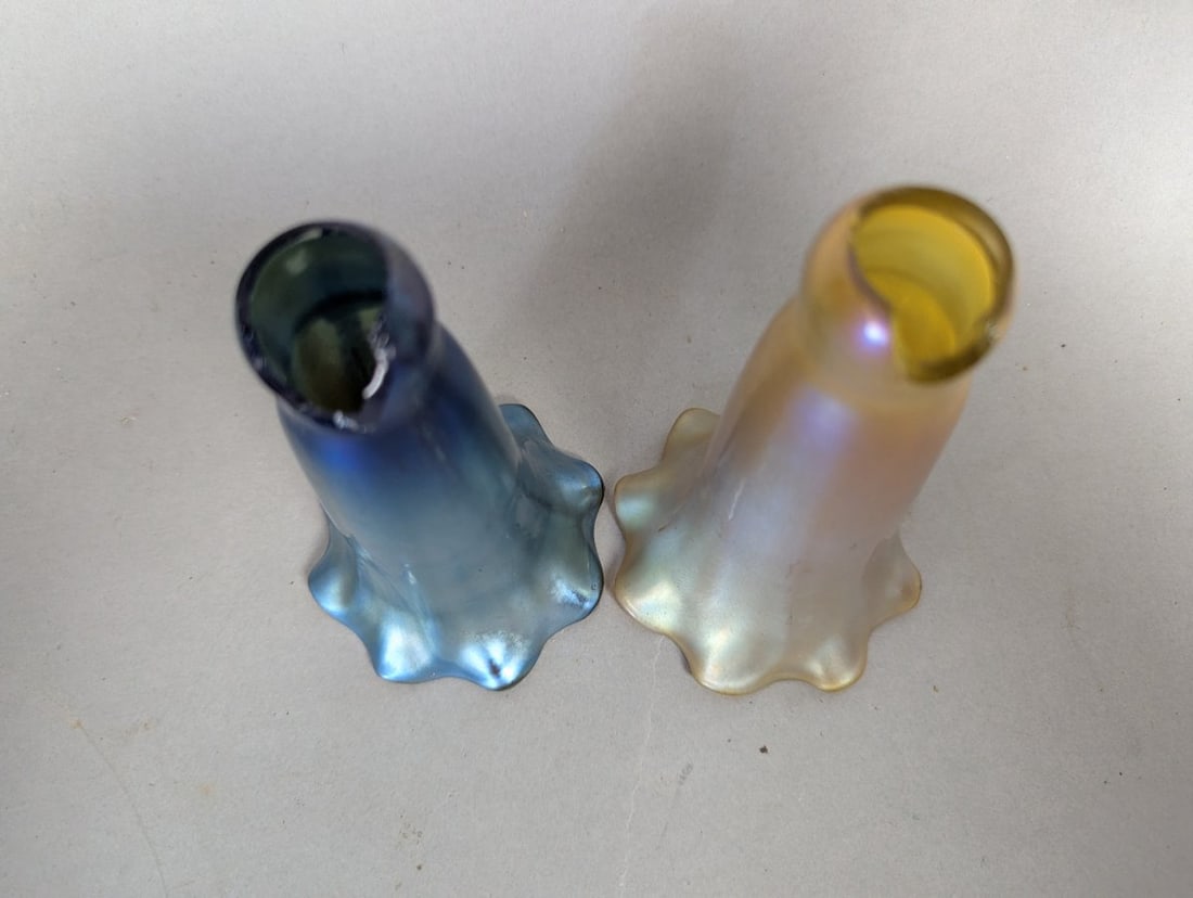 Stunning Tiffany Studios Favrile Glass Lamp Shades Set with Signature - 2