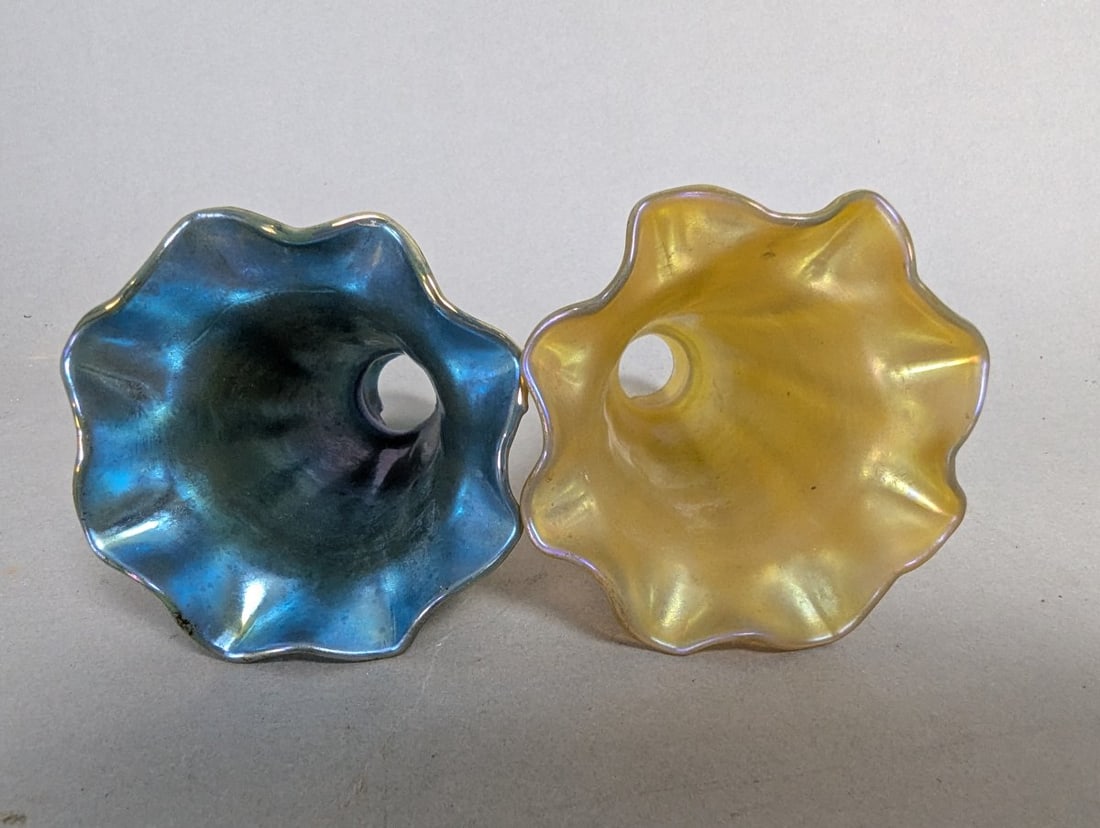 Stunning Tiffany Studios Favrile Glass Lamp Shades Set with Signature - 4