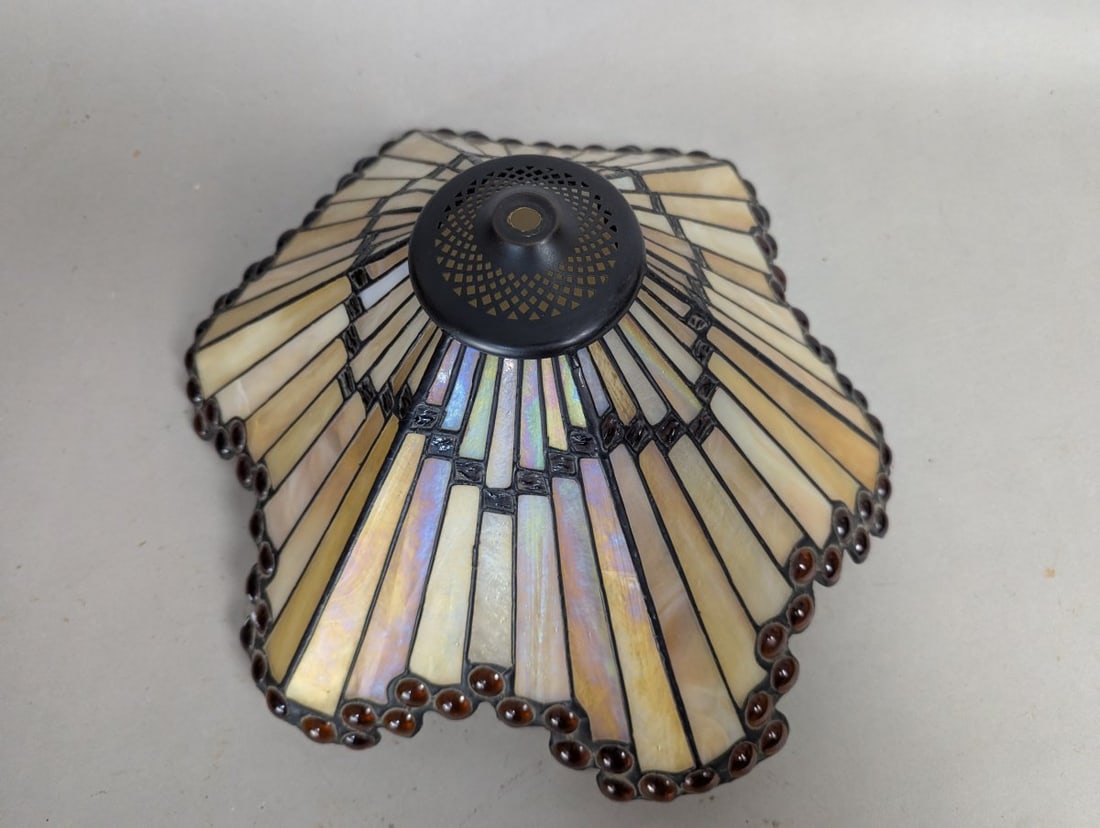 Dale Tiffany Inc Leaded Stained Slag Glass Shade Unique Art Deco Design - 2