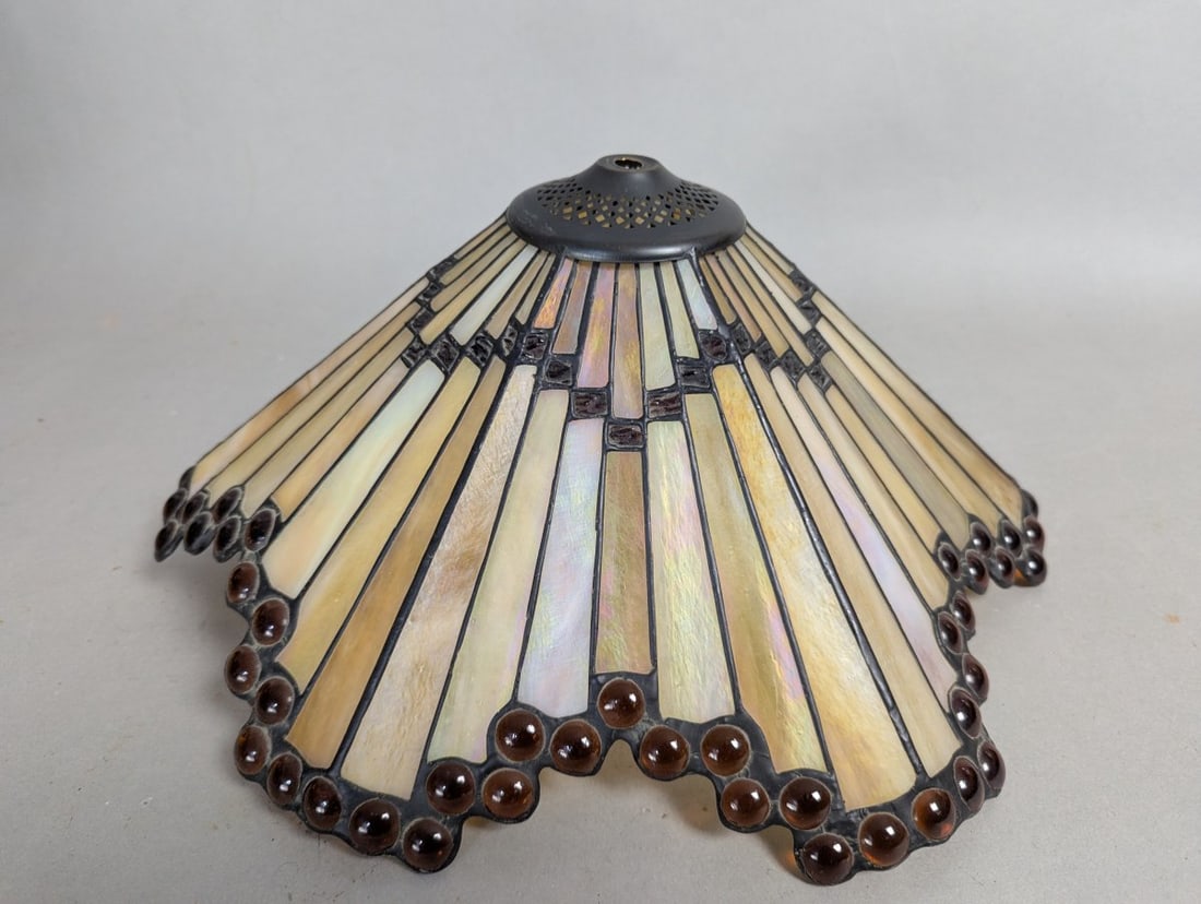 Dale Tiffany Inc Leaded Stained Slag Glass Shade Unique Art Deco Design - 3
