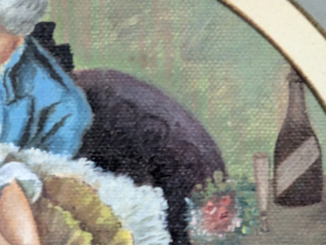 Antique French 19th Century Framed Artwork with Courting Scene - 5