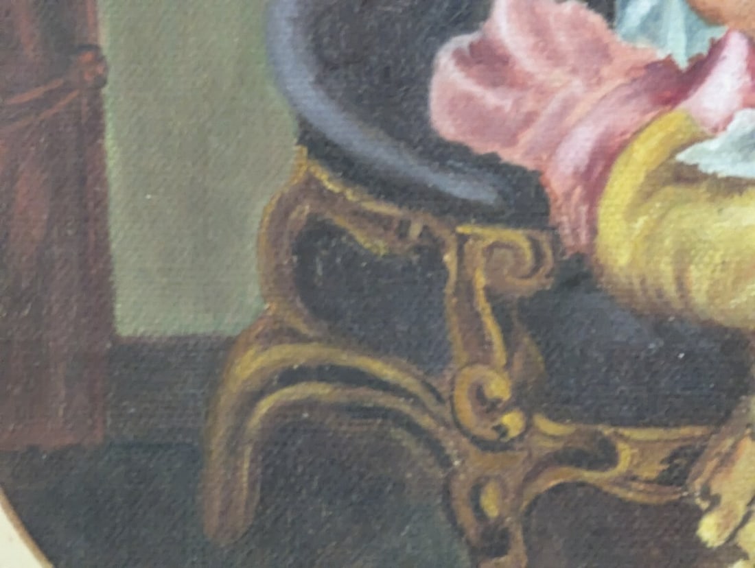 Antique French 19th Century Framed Artwork with Courting Scene - 6