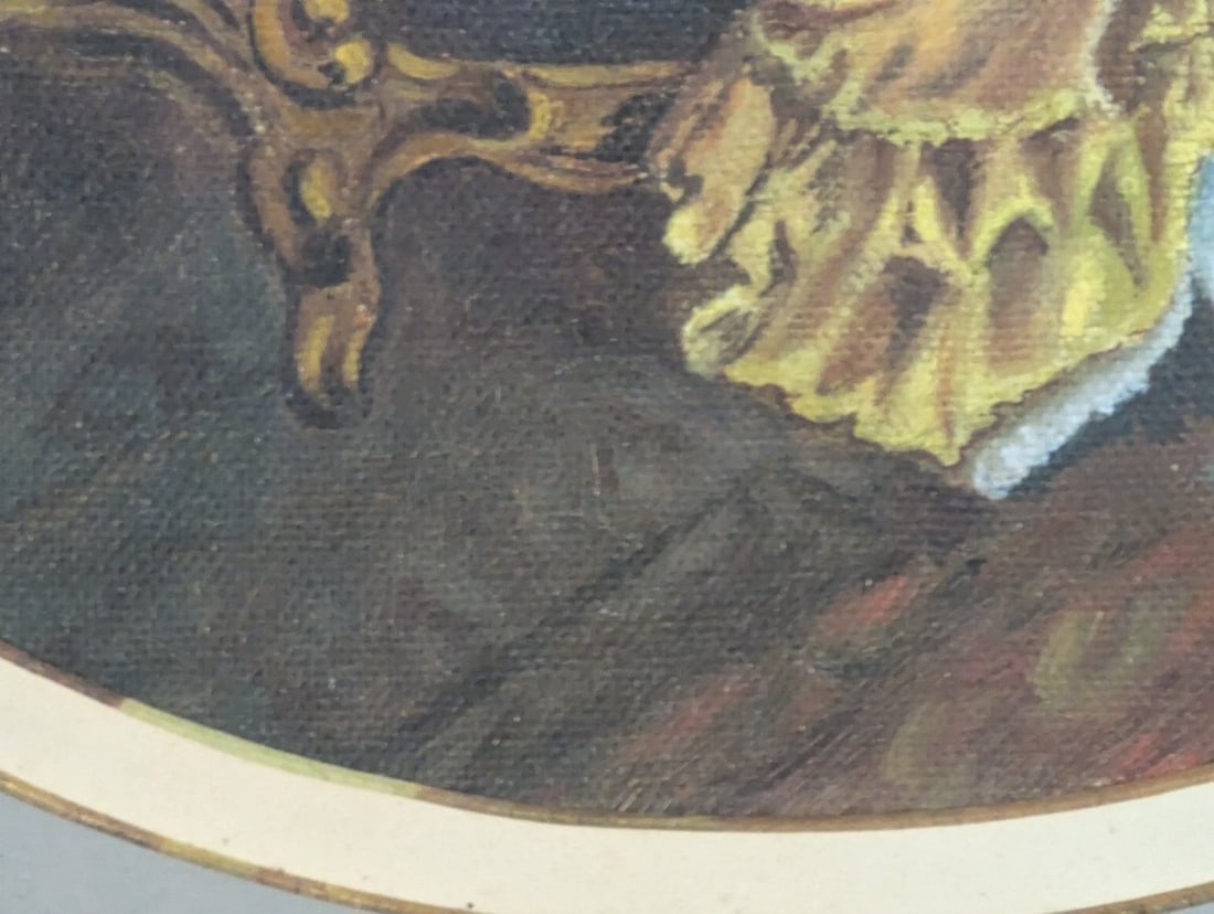 Antique French 19th Century Framed Artwork with Courting Scene - 9