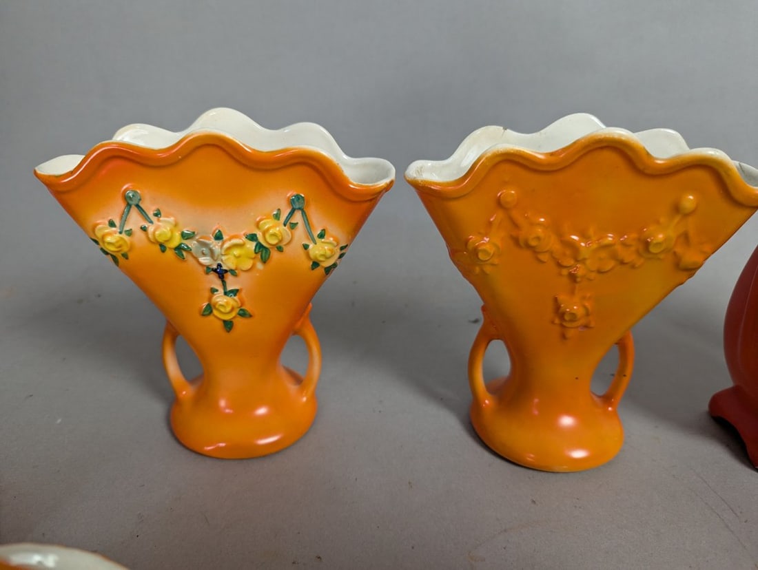 Lot of 7 Vintage Czech Art Pottery Hand Painted Collectibles - 2