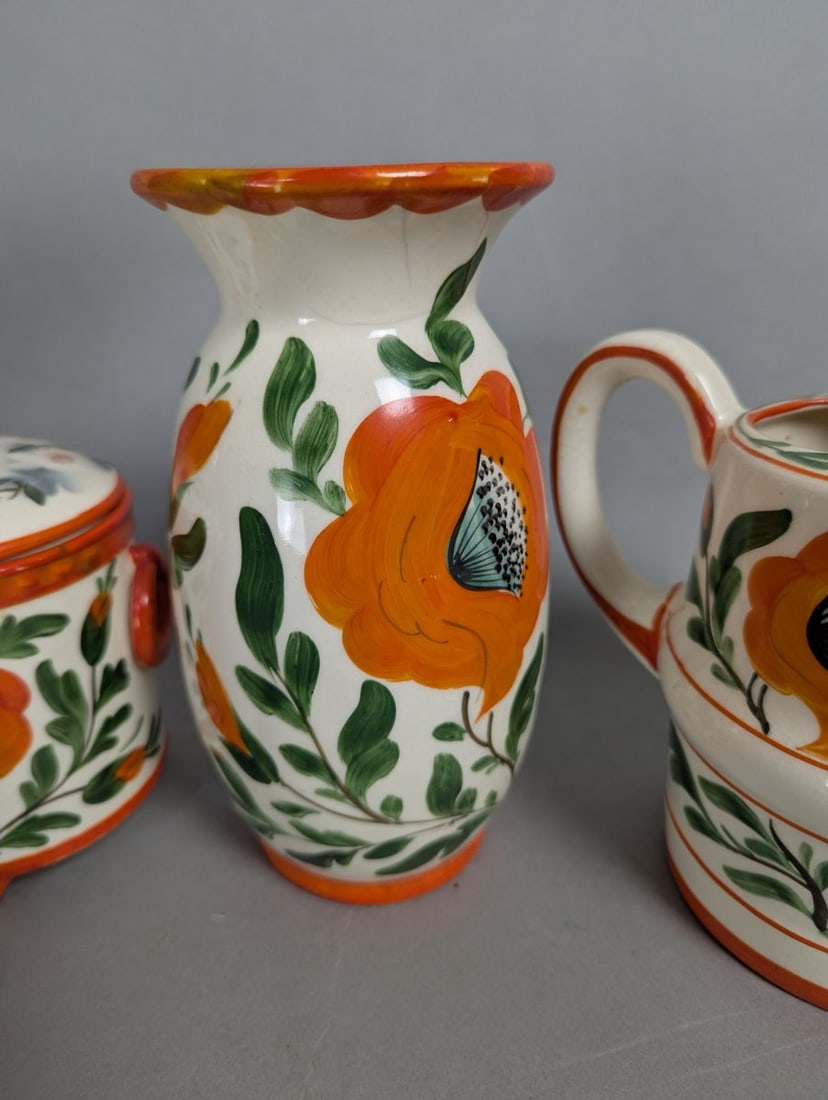 Vibrant Erphila Art Pottery Pitcher Floral Design Collectible - 4