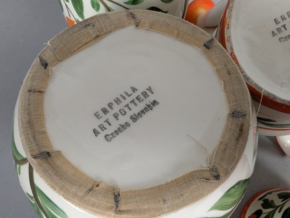 Vibrant Erphila Art Pottery Pitcher Floral Design Collectible - 8