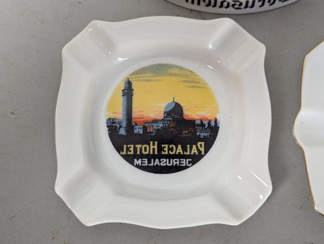 Lot of 5 Vintage Hotel Ashtrays from 1950s Palestine Mandate Jerusalem - 2