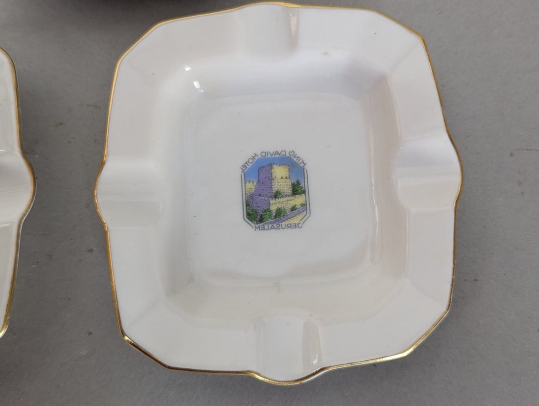 Lot of 5 Vintage Hotel Ashtrays from 1950s Palestine Mandate Jerusalem - 4