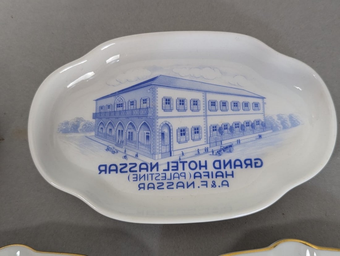 Lot of 5 Vintage Hotel Ashtrays from 1950s Palestine Mandate Jerusalem - 5
