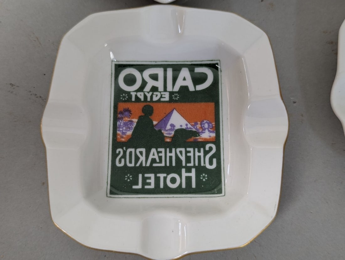 Vintage Egyptian Hotel Ashtray Lot Unique Collectible Set - 2