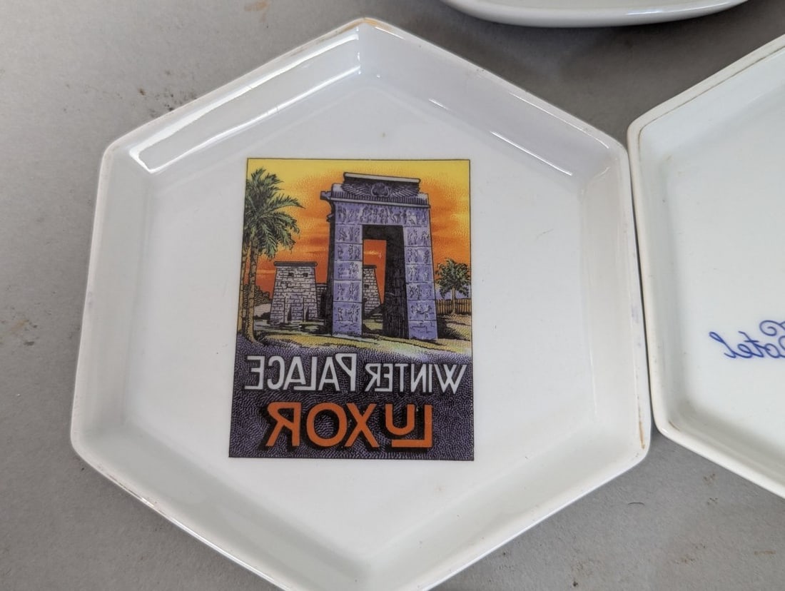 Vintage Egyptian Hotel Ashtray Lot Unique Collectible Set - 5