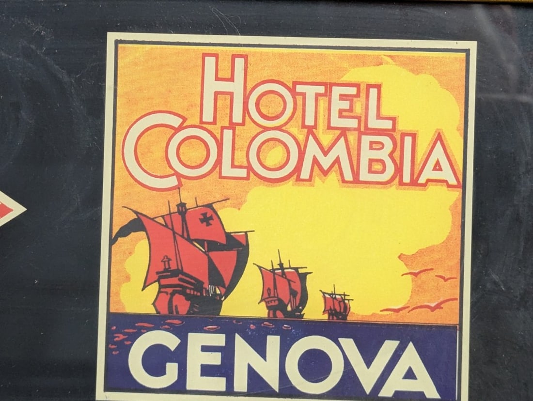 Set of 9 Vintage Framed Luggage Labels in Ornate Frames - 7