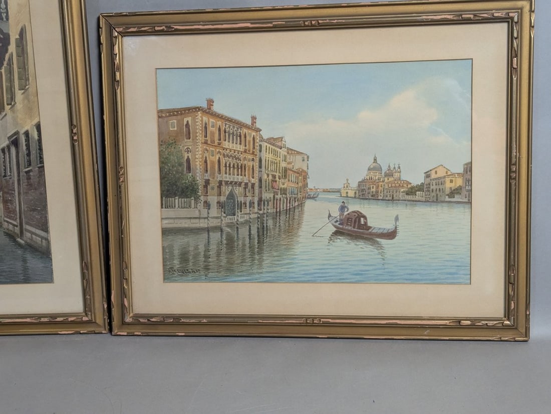 Pair of A Trevisan Watercolors of Venice Rio Albrizzii Canal Grande - 2