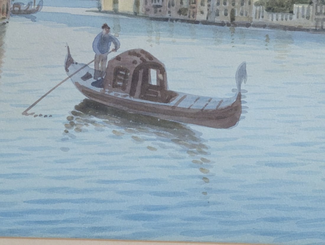 Pair of A Trevisan Watercolors of Venice Rio Albrizzii Canal Grande - 7