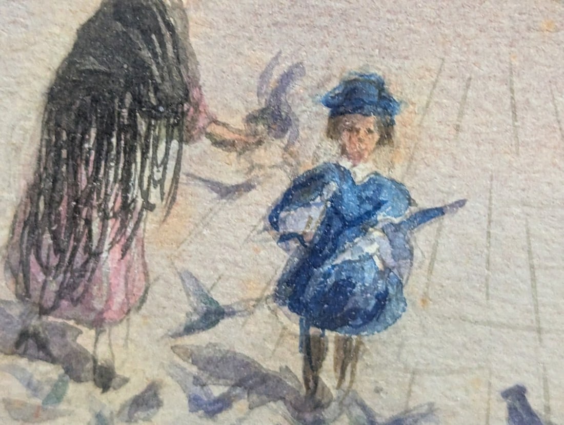 Large Framed Watercolor of Venice Piazza San Marco by Umberto Organia - 8