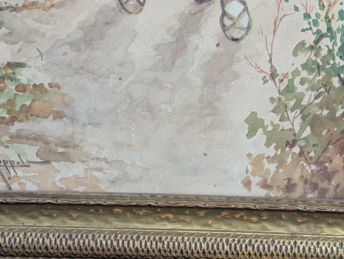 Antonio Coppola Neapolitan Genre Watercolor Painting Framed Under Glass - 7