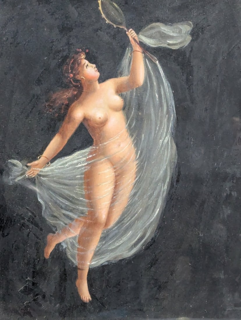 Turn of the Century Roman Gouache Painting Vintage Frame - 2