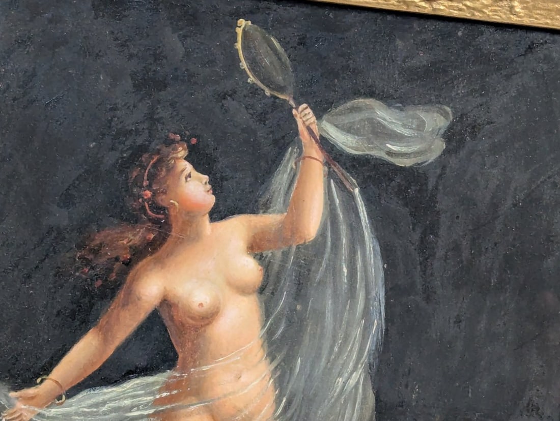 Turn of the Century Roman Gouache Painting Vintage Frame - 3