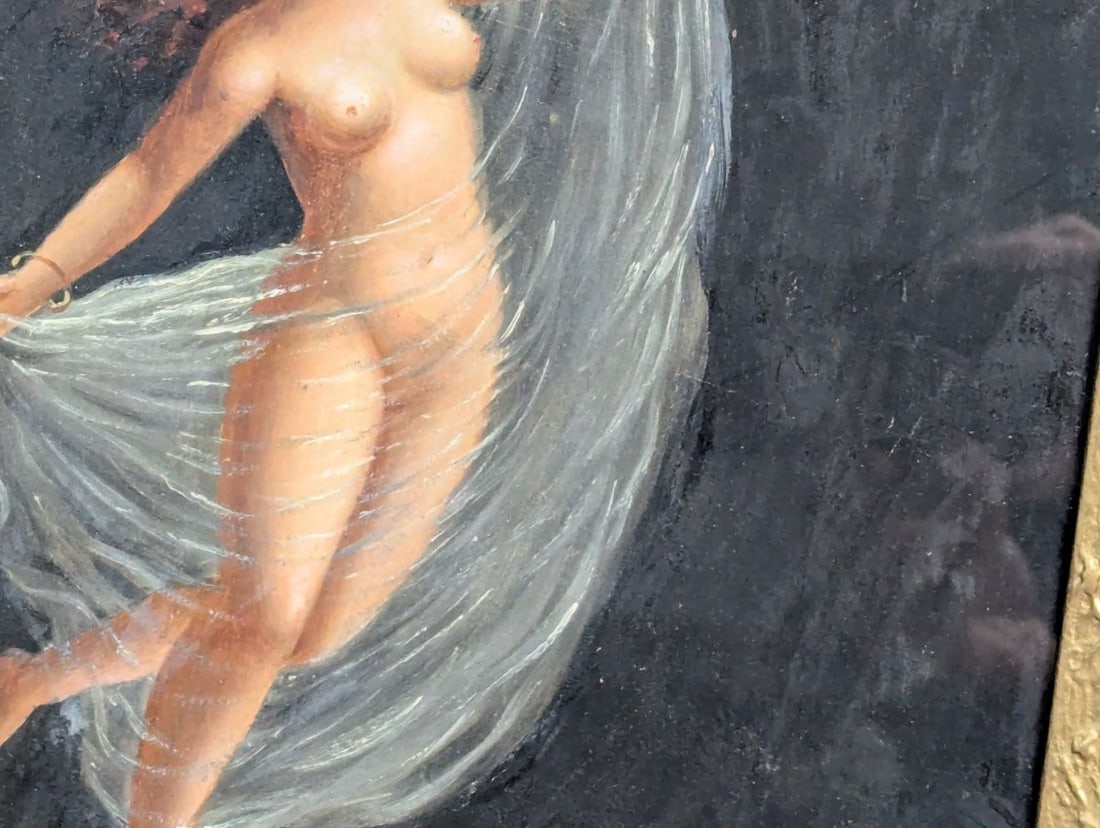 Turn of the Century Roman Gouache Painting Vintage Frame - 4