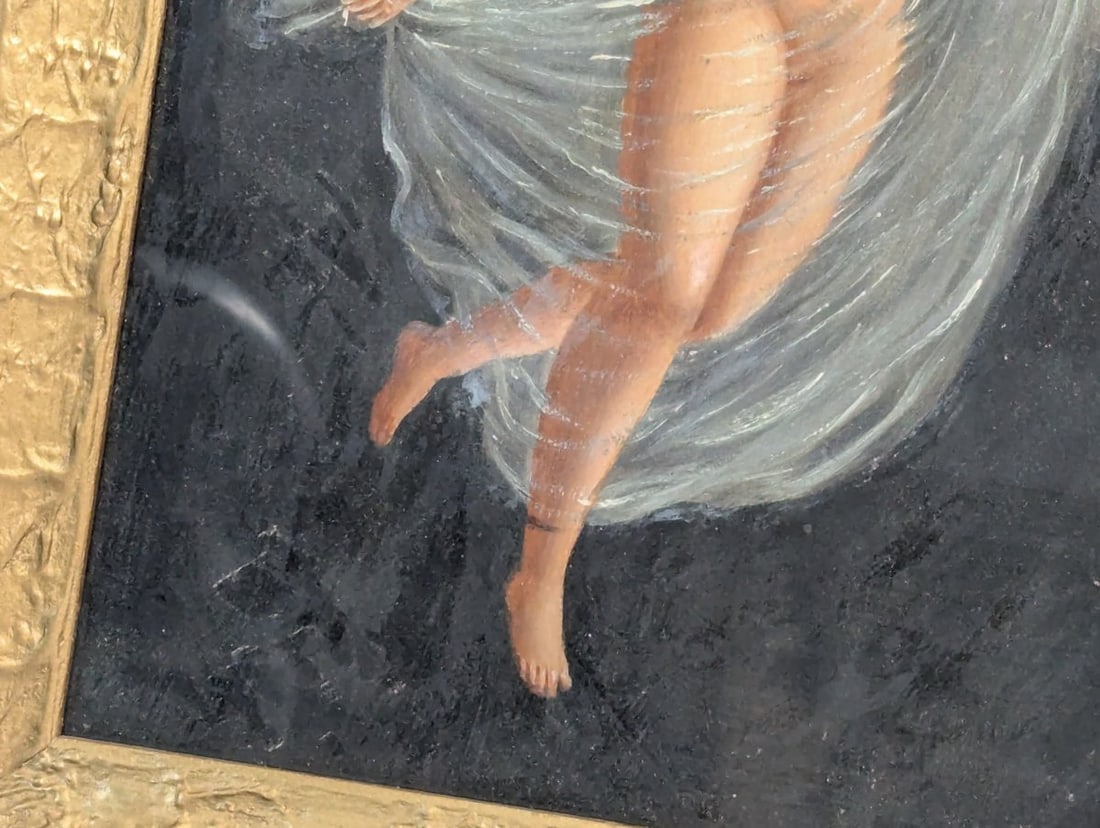 Turn of the Century Roman Gouache Painting Vintage Frame - 5