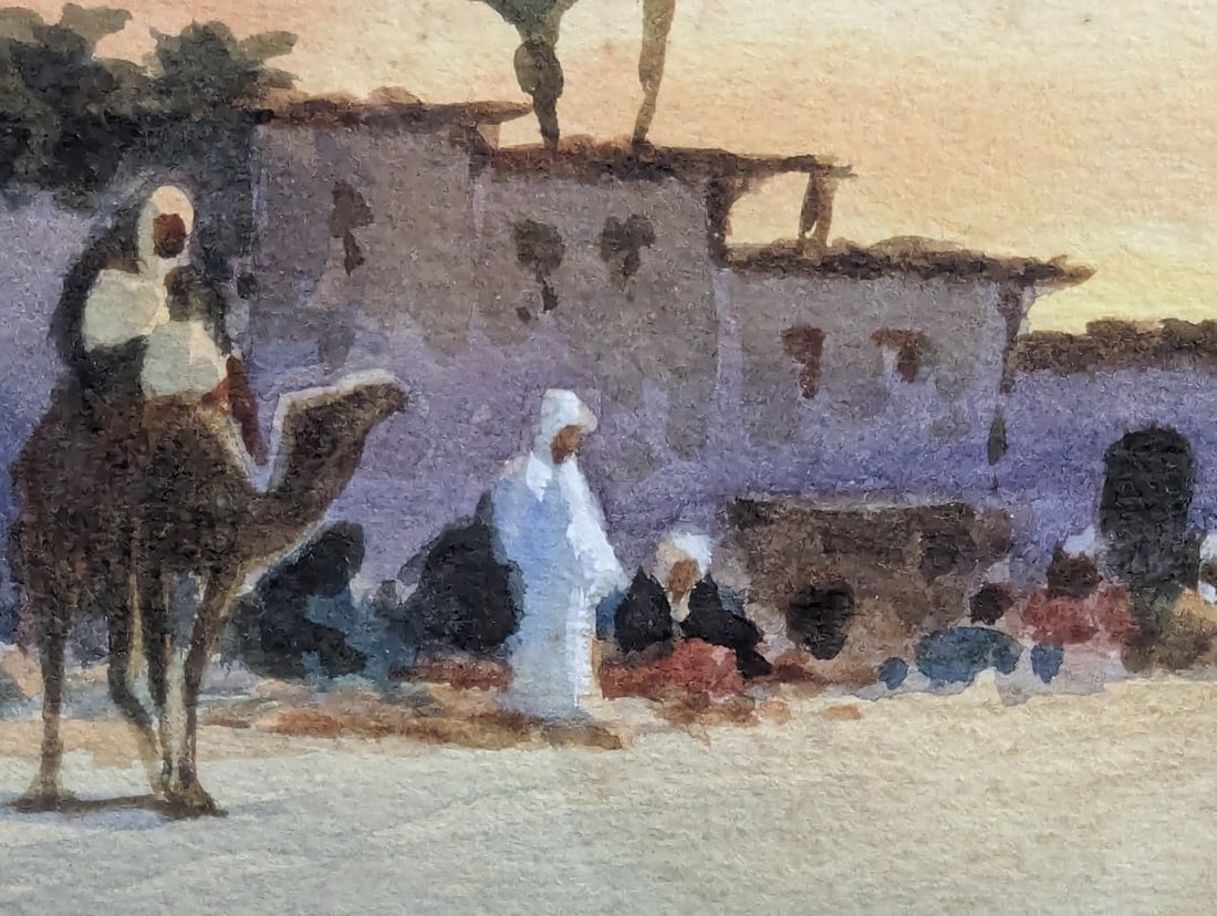 Edwin Weeks Small Watercolor Egyptian Scene Framed Art - 10