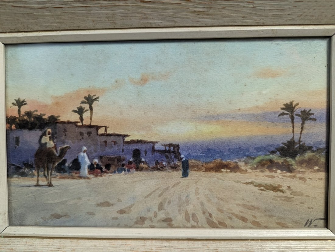 Edwin Weeks Small Watercolor Egyptian Scene Framed Art - 2