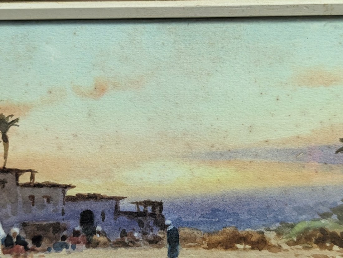 Edwin Weeks Small Watercolor Egyptian Scene Framed Art - 4