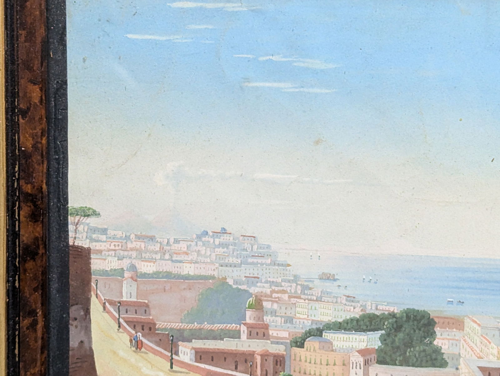 Charming Neapolitan Gouache Painting Framed Under Glass - 3