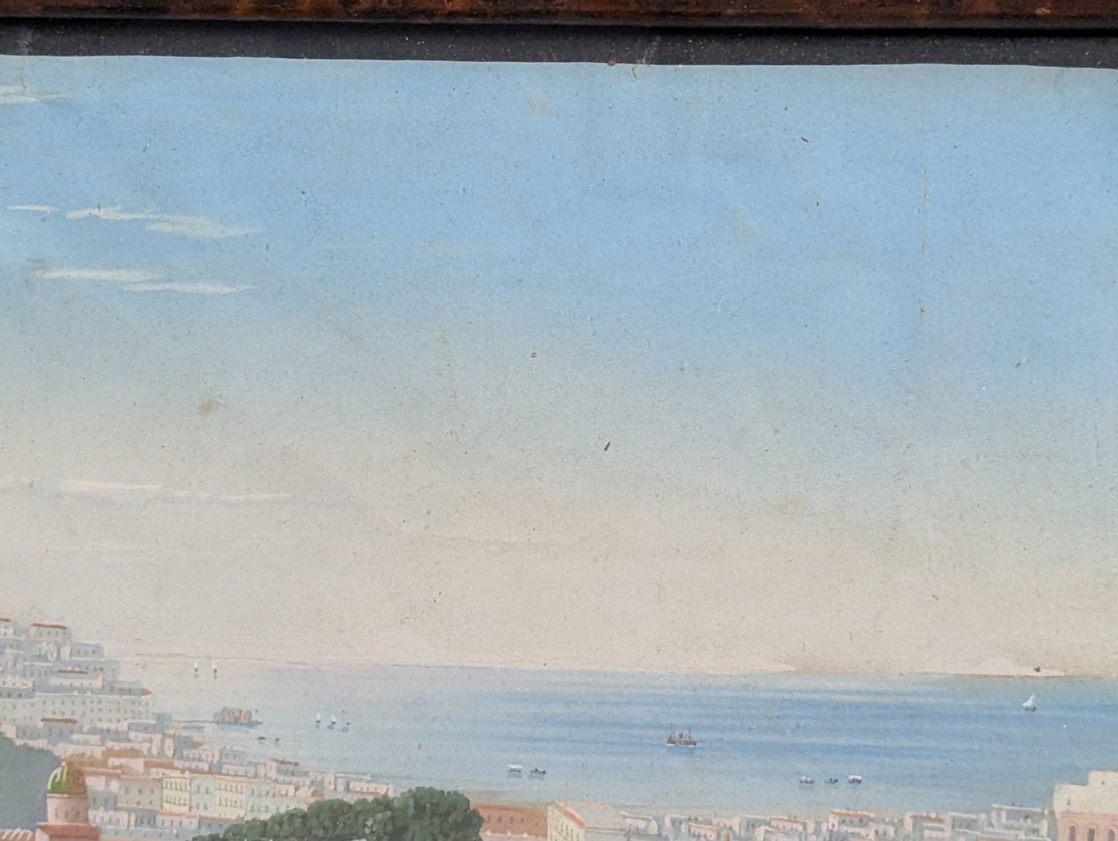 Charming Neapolitan Gouache Painting Framed Under Glass - 4