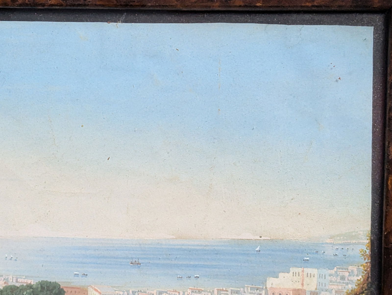 Charming Neapolitan Gouache Painting Framed Under Glass - 5