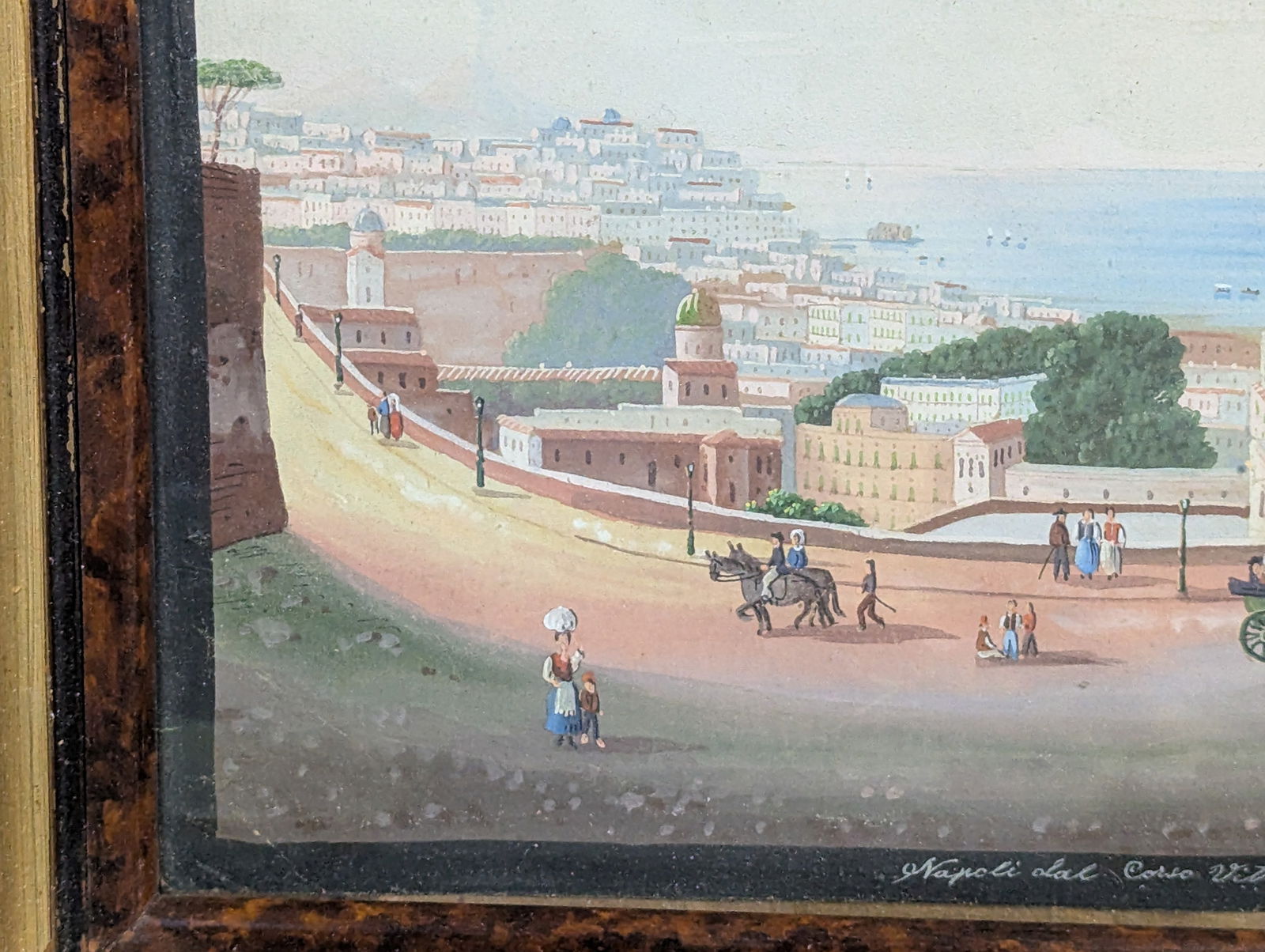 Charming Neapolitan Gouache Painting Framed Under Glass - 6